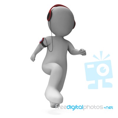 Runner Character Listen To Music Shows Music Listening Jogging Stock Image