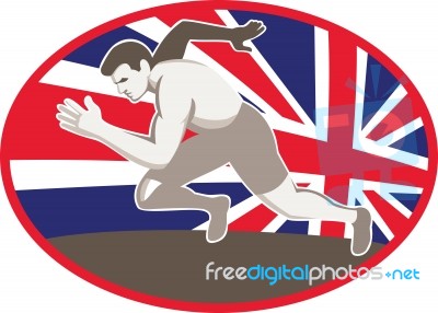 Runner Track And Field Athlete British Flag Stock Image