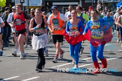 Runners At The London Marathon Stock Photo