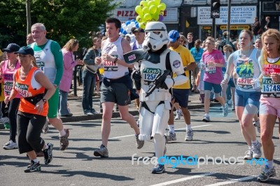 Runners At The London Marathon Stock Photo