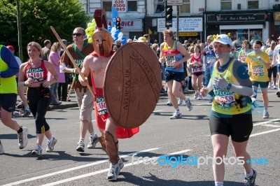 Runners At The London Marathon Stock Photo