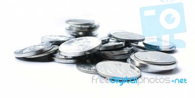 Rupiah Coins On White Background Stock Photo