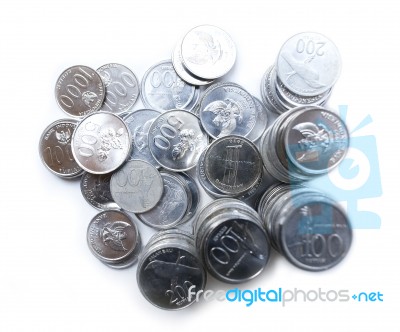 Rupiah Coins On White Background Stock Photo