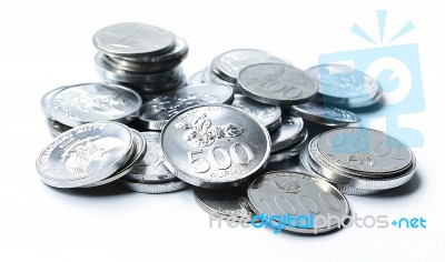 Rupiah Coins On White Background Stock Photo