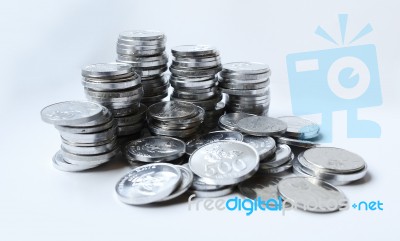 Rupiah Coins On White Background Stock Photo