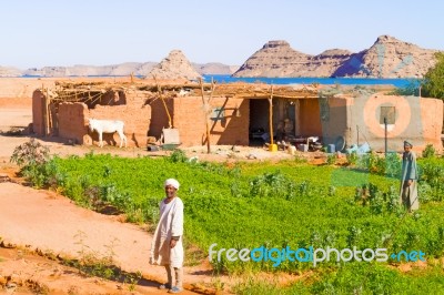 Rural Area Near Lake Nasser In Southern Egypt Stock Photo