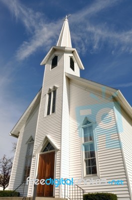 Rural Church, Midwest, Ohio, Near Akron, Usa Stock Photo