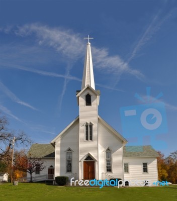 Rural Church, Midwest, Ohio, Near Akron, Usa Stock Photo