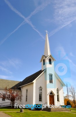 Rural Church, Midwest, Ohio, Near Akron, Usa Stock Photo