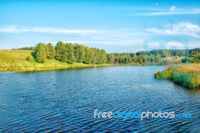 Rural River Landscape Stock Photo