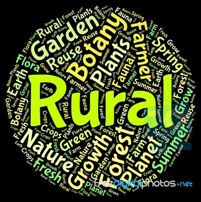 Rural Word Indicating Non Urban And Text Stock Image