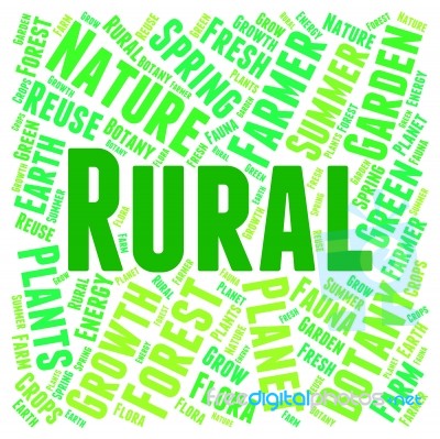 Rural Word Representing Non Urban And Text Stock Image