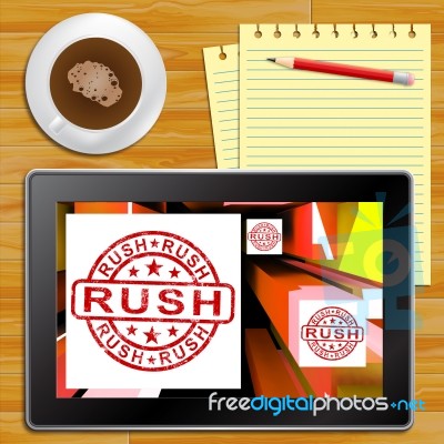 Rush Tablet Showing Express Delivery 3d Illustration Stock Image