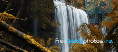 Russel Falls In Mount Field National Park Stock Photo