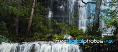 Russel Falls In Mount Field National Park Stock Photo