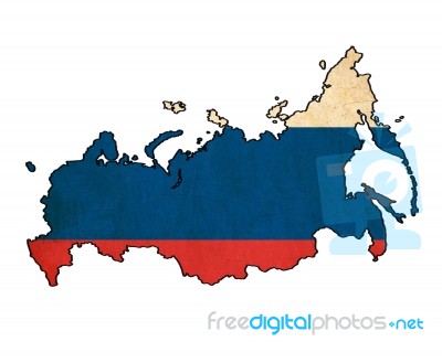 Russia Map On  Flag Drawing ,grunge And Retro Flag Series Stock Image