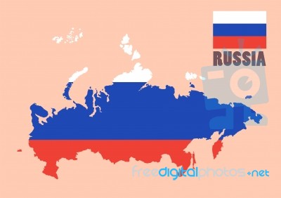 Russia Map With Flag Background Stock Image