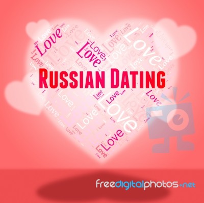 Russian Dating Means Heart Valentine And Net Stock Image