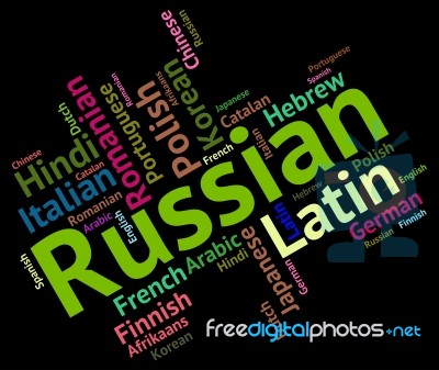 Russian Language Means Foreign Wordcloud And Text Stock Image