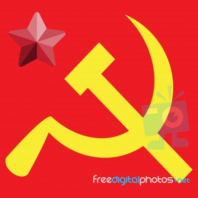 Russian Or Communist Flags Hammer And Sickle,  Illustration Stock Image