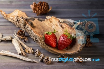 Rustic Strawberries Stock Photo