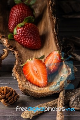 Rustic Strawberries Stock Photo