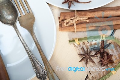 Rustic Table Set Stock Photo