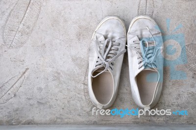 Rustic White Sneaker Stock Photo