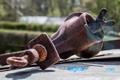 Rusty Vintage Meat Grinder Stock Photo