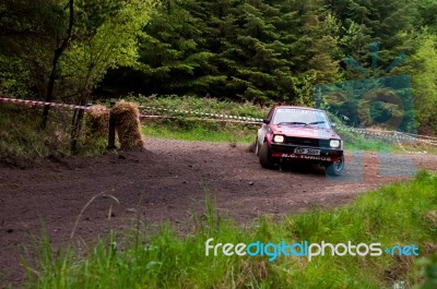 S. Mcgirr Driving Toyota Starlet Stock Photo