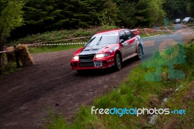 S. Wright Driving Mitsubishi Evo Stock Photo