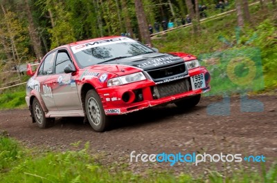 S. Wright Driving Mitsubishi Evo Stock Photo