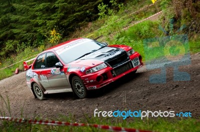 S. Wright Driving Mitsubishi Evo Stock Photo