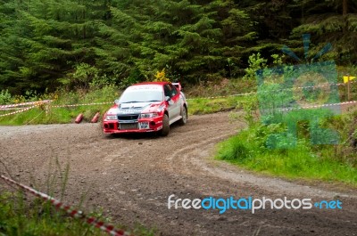 S. Wright Driving Mitsubishi Evo Stock Photo