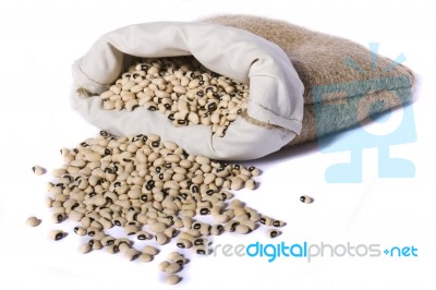 Sack Of Black Eyed Peas Beans Stock Photo