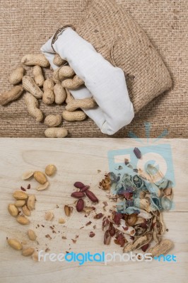 Sack Of Peanuts Stock Photo