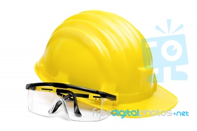 Safety Glasses And Helmet Stock Photo