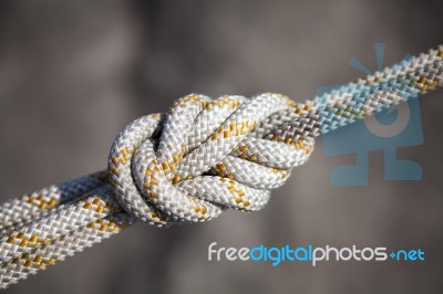 Safety Knot, White Rope Stock Photo