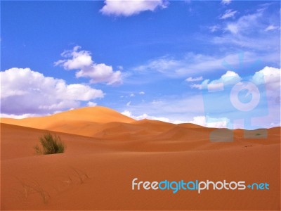 Sahara Desert With Clouds Stock Photo