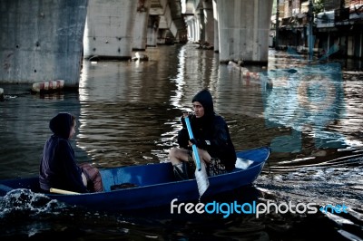 Sail A Boat On A Street Stock Photo