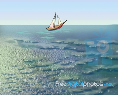 Sailboat In The Sea In A Summer Morning Stock Image