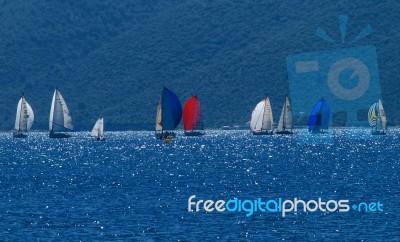 Sailboats With Seascape Stock Photo