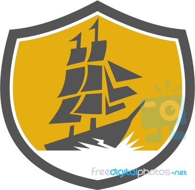 Sailing Galleon Tall Ship Crest Retro Stock Image