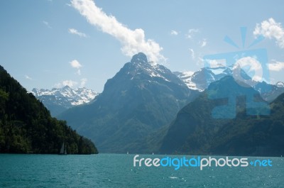 Sailing In Lake Lucerne Stock Photo