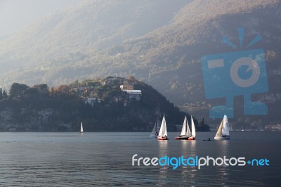 Sailing On Lake Como Stock Photo