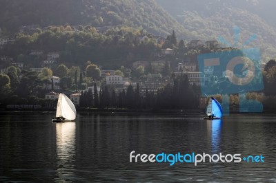 Sailing On Lake Como Stock Photo