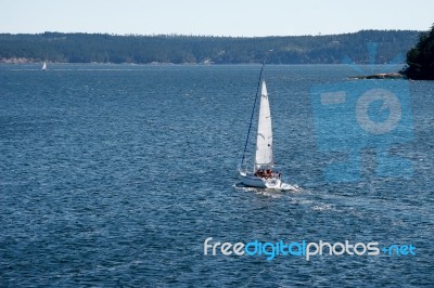 Sailing The Strait Of Georgia In Canada Stock Photo