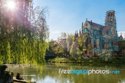 Saint Johns Protestant Church In Stuttgart, Germany Stock Photo