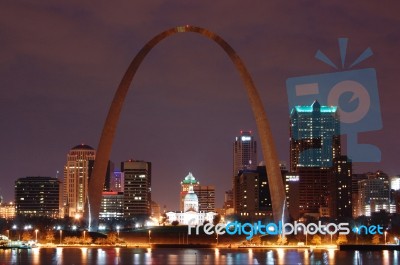 Saint Louis Night Skyline Stock Photo