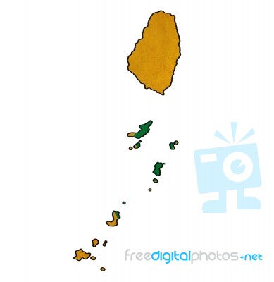 Saint Vincent Grenadines Map On  Flag Drawing ,grunge And Retro Stock Image